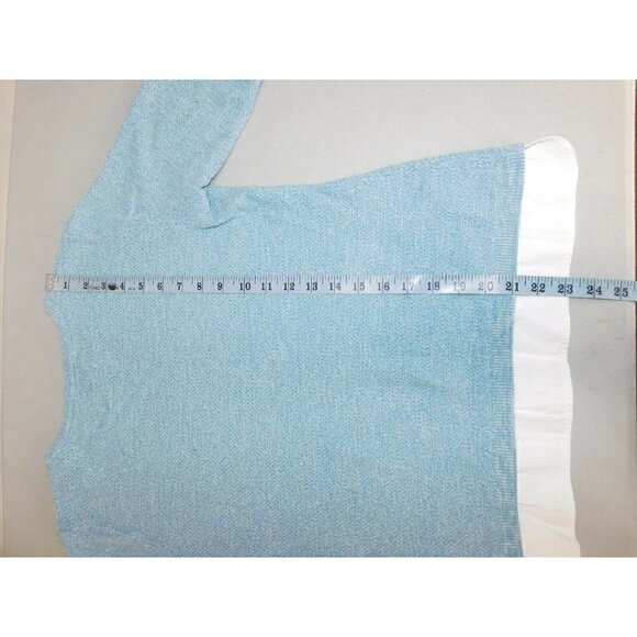 TALBOTS lightweight blue sweater with faux white shirt underneath woman's size S - Picture 5 of 6